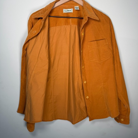 Vintage L.L.Bean Corduroy Shacket Shirt Womens 14 Mustard Gold 90s - Picture 5 of 12